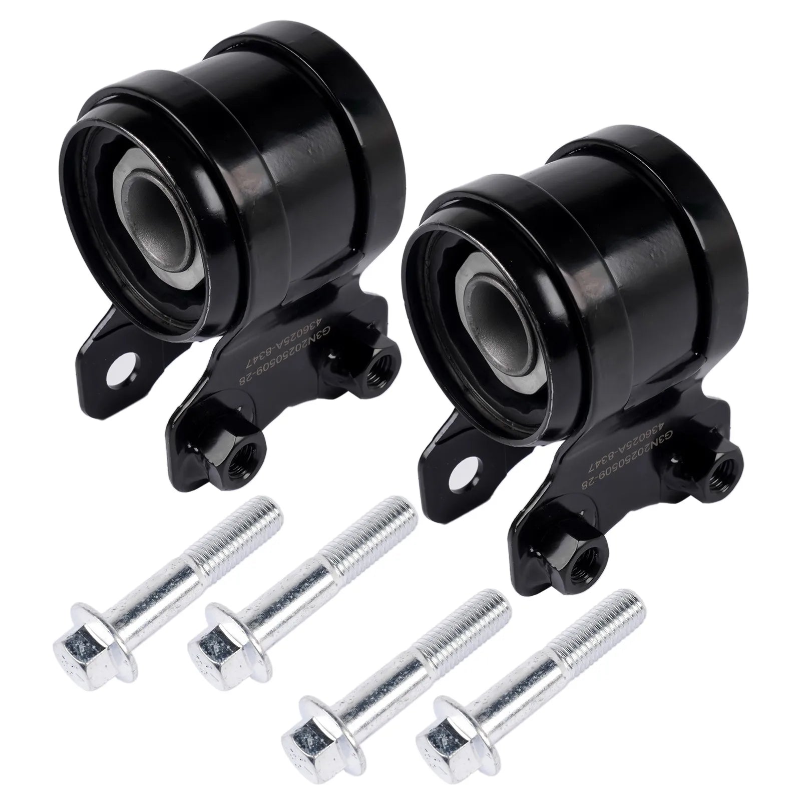 Czarna gumowa tuleja wahacza przedniego z metalowym mocowaniem i śrubami do ford c max focus volvo ap03