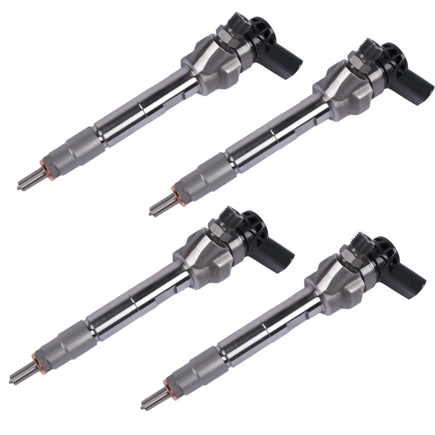 Zestaw czterech metalicznych szarych wtryskiwaczy diesla oem do bmw n47 part number do modeli 120d 220d 320d 325d 520d cm3 bmw