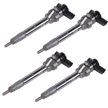 Zestaw czterech metalicznych szarych wtryskiwaczy diesla oem do bmw n47 part number do modeli 120d 220d 320d 325d 520d cm3 bmw