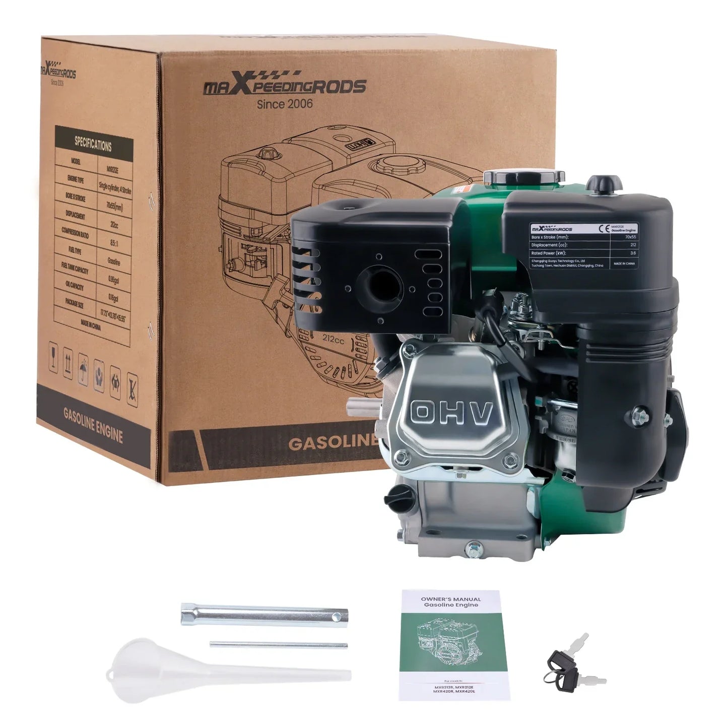 7hk 212cc bensinmotor Horisontell motor E-Start för vattenpump högtryckstvätt