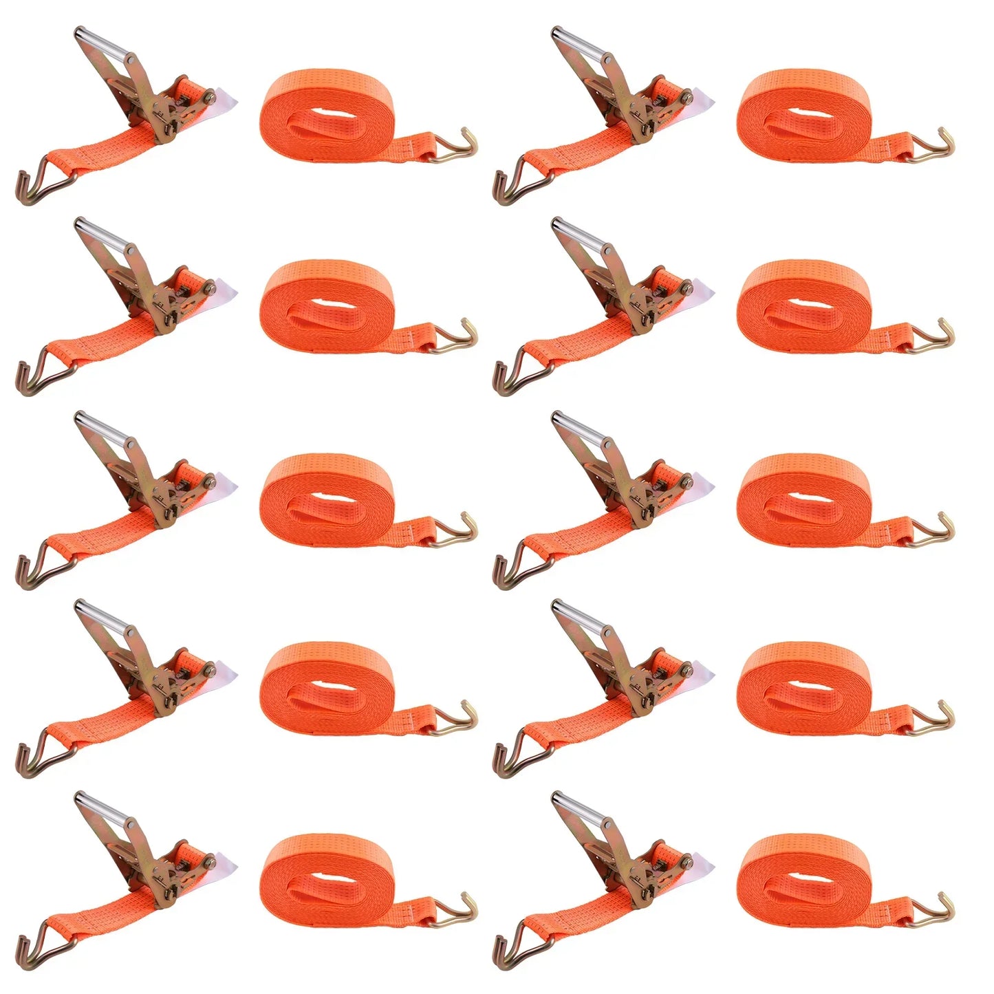 8m 5t J-Hook Lastbil Surring Skraldestrop 5000kg 8 Meter Tie Down 50mm 10stk Kit
