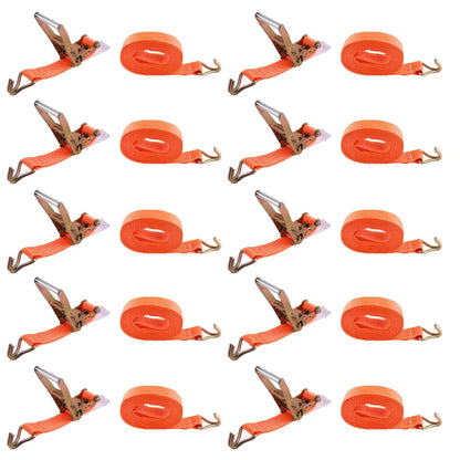 8m 5t J-Hook Lastbil Surring Skraldestrop 5000kg 8 Meter Tie Down 50mm 10stk Kit