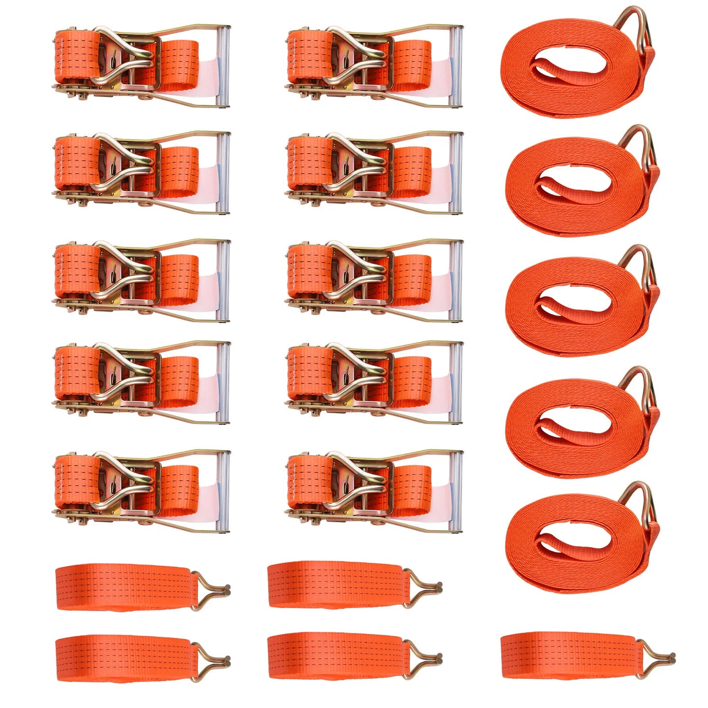 8m 5t J-Hook Lastbil Surring Skraldestrop 5000kg 8 Meter Tie Down 50mm 10stk Kit