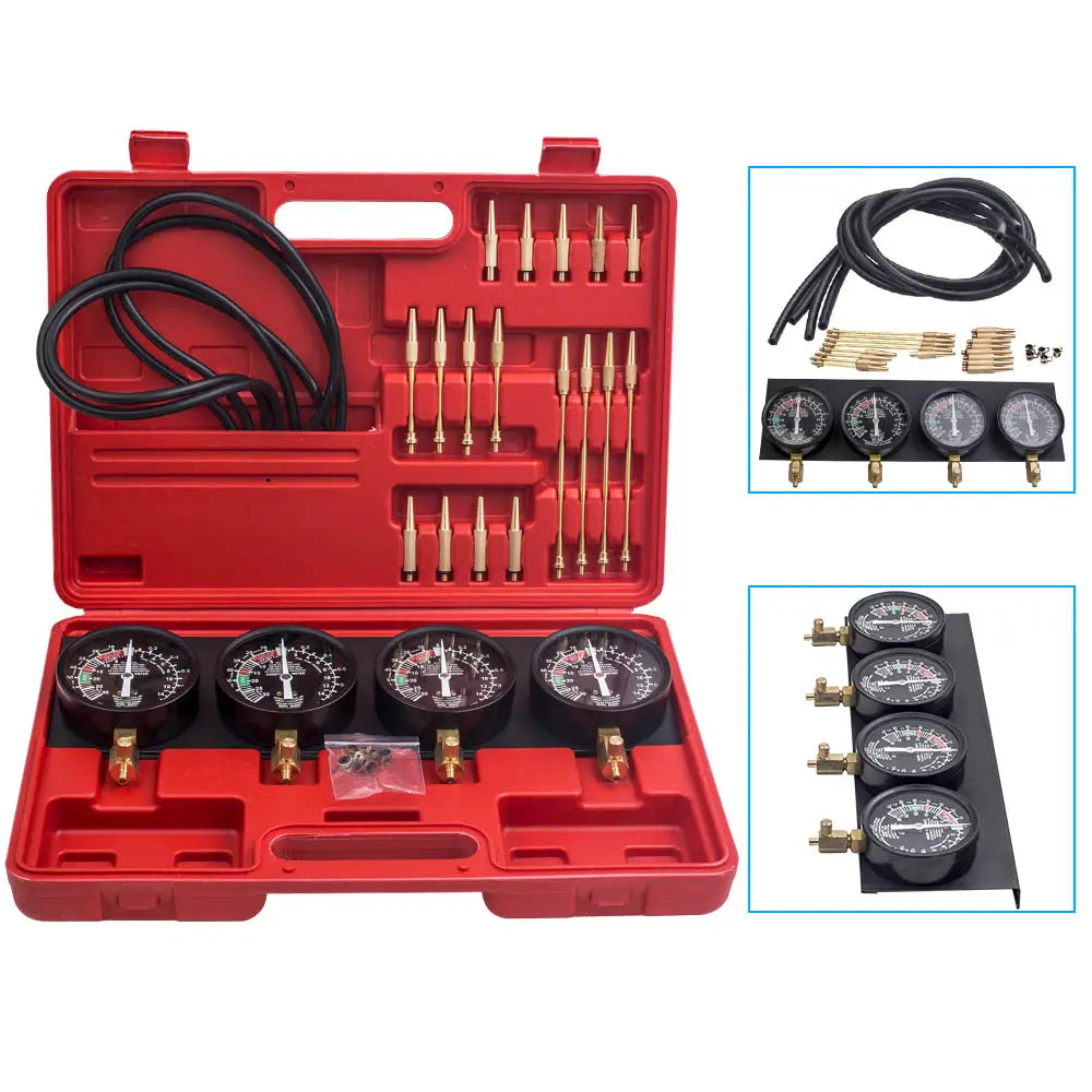 Fuel Vacuum Carburetor Synchronizer Carb Balancer Sync Gauge Set Auto Tool 4 Kit Universal for most standard carburetors