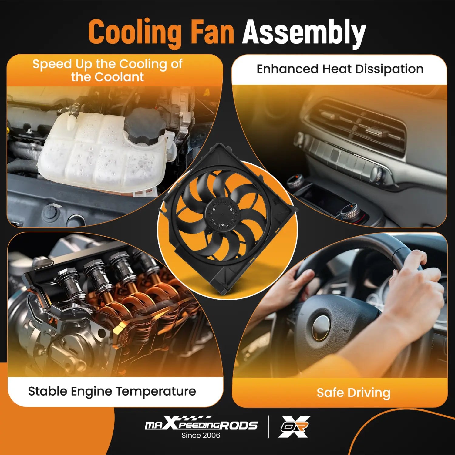 Radiator Cooling Fan Assembly for BMW X3 2.5i/3.0i/3.0si/xDrive30i 2004-2010