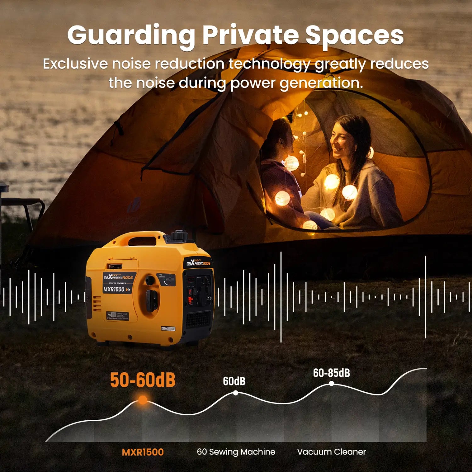 MAXPEEDINGRODS 1200W Inverter Generators Portable Gasoline Silent Generator Portable Power Generator for RV