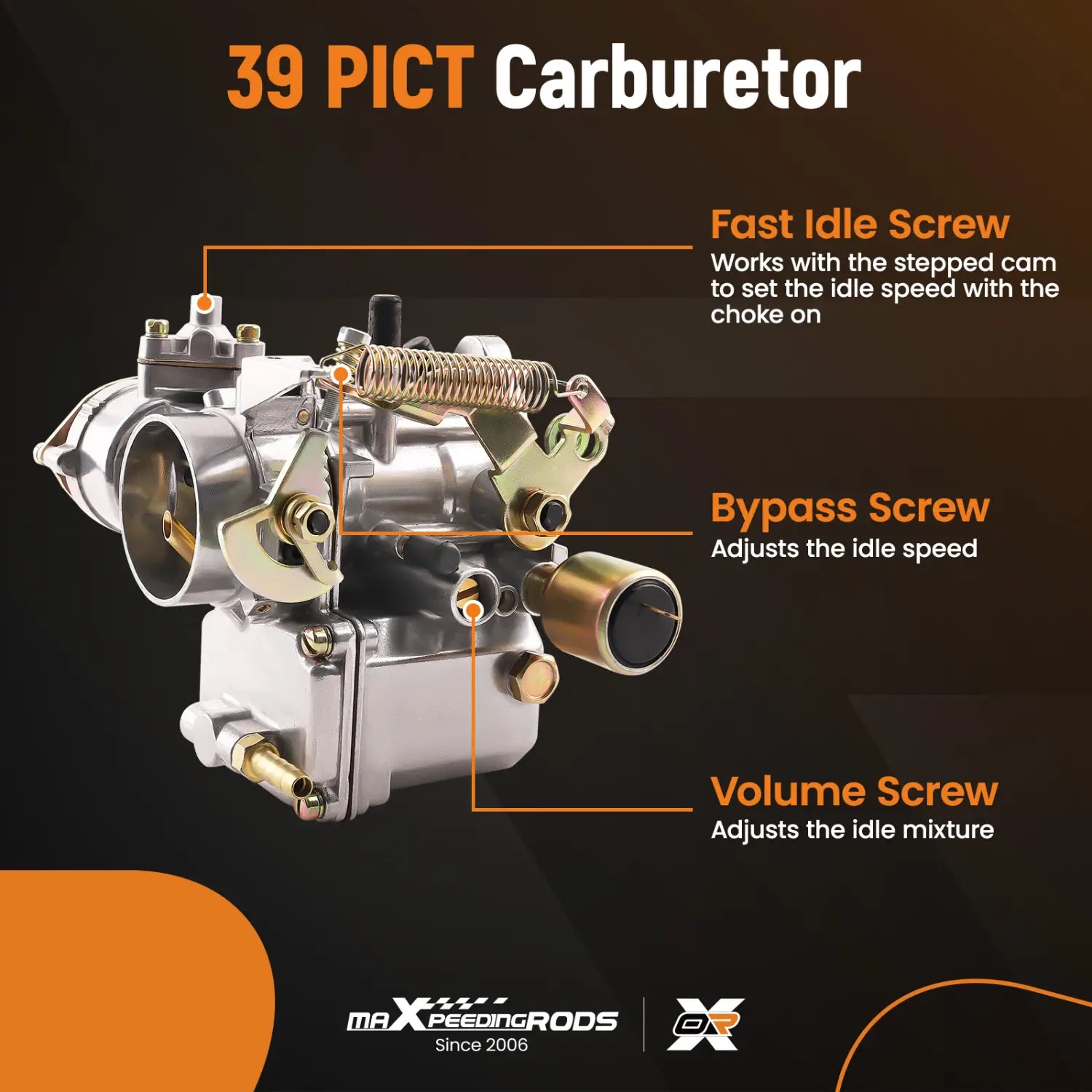 39 PICT-3 Carburetor for VW Dual Port Air Cooled Type 1 Engine Automatic Choke