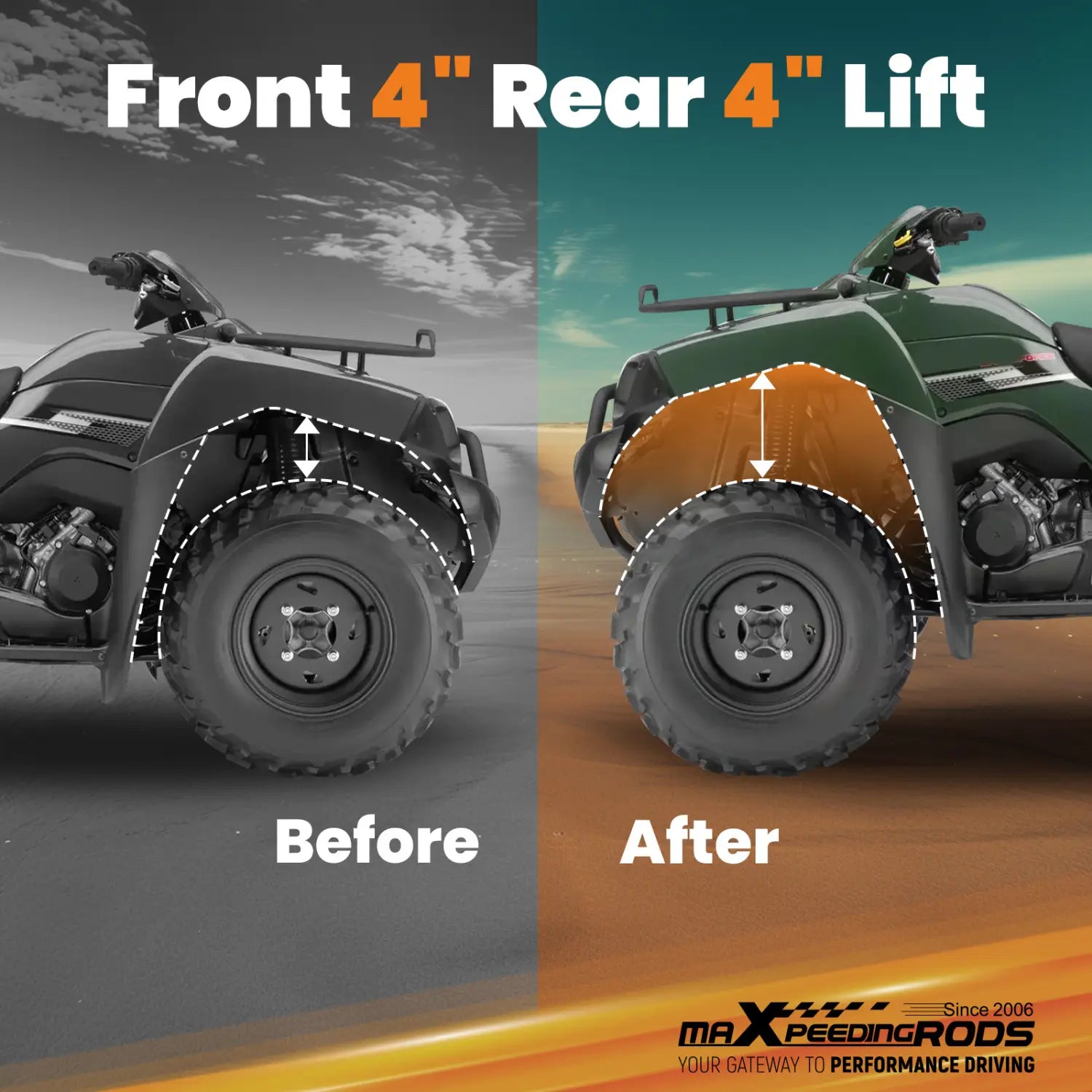 Front & Rear 4’’ Full Lift Kit For Polaris Sportsman 500 570 600 700 800 1999-23