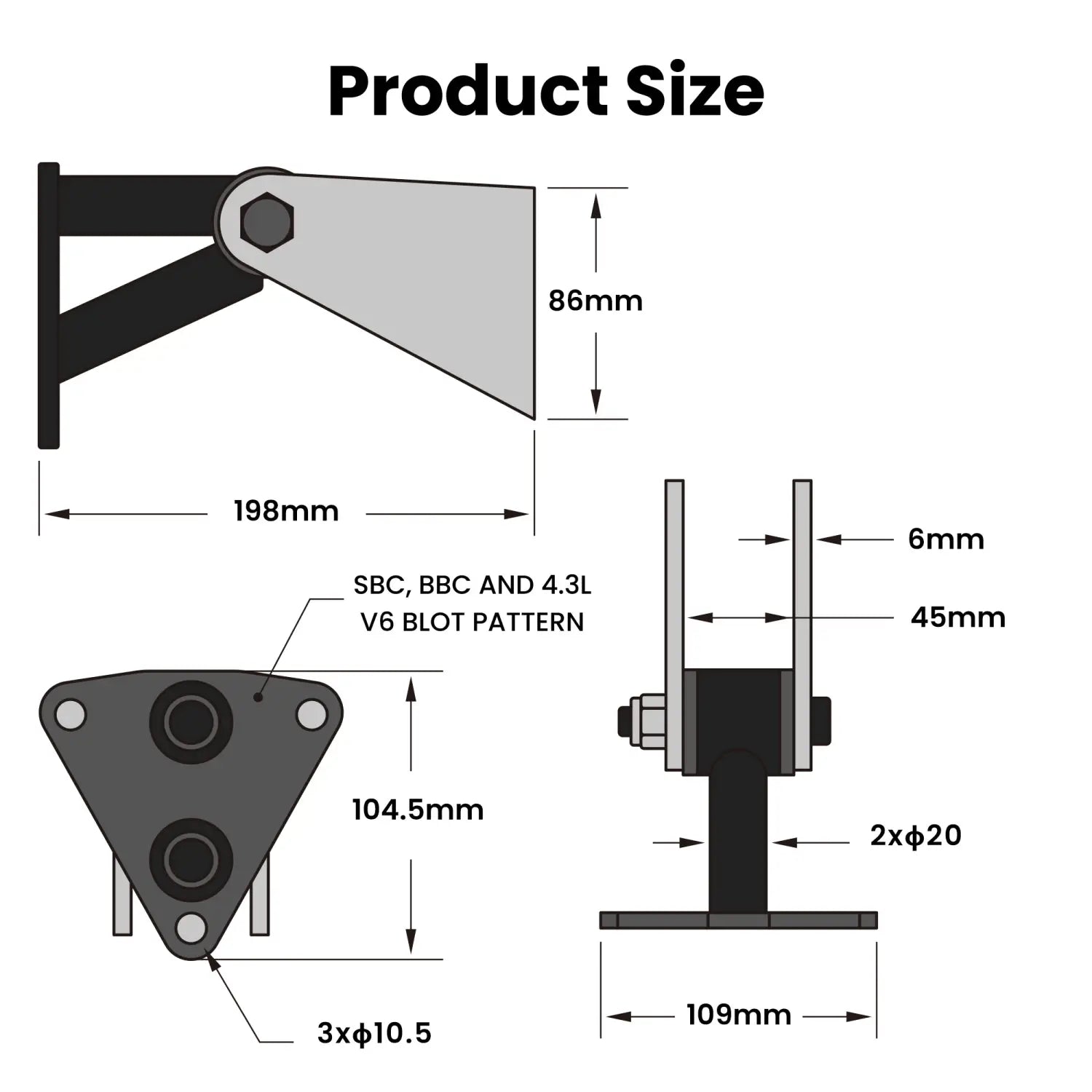 2 Pieces Engine Bracket Suitable For Sbc Hardware Included Bushing Base Steel Material For Chevy BBC SBC 350 396 454