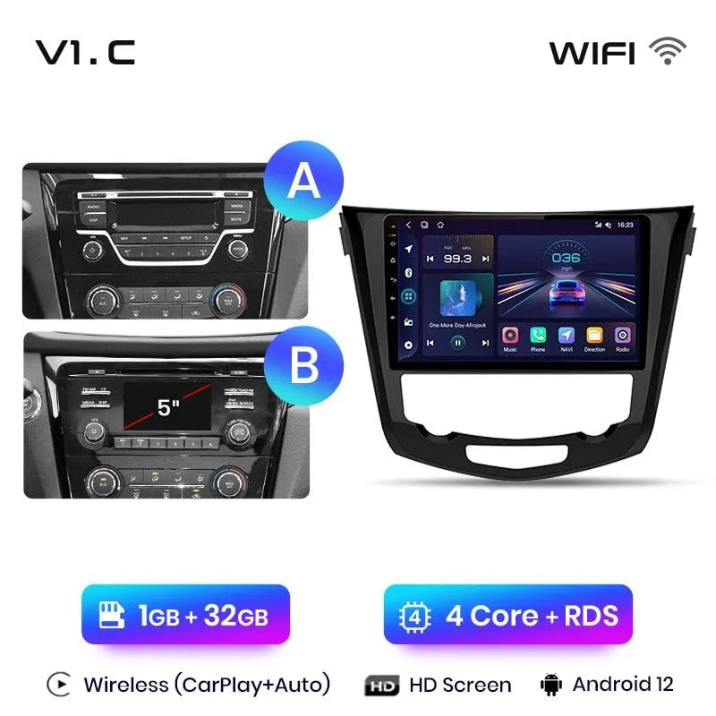 128GB Android Auto Radio For Nissan Qashqai J11 X-Trail 3 T32 2013-2017  Carplay Car