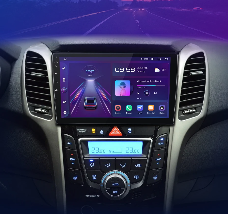 Radio para Hyundai i30/Elantra GT 2011 - 2017 con CarPlay Inalámbrico y Android Auto