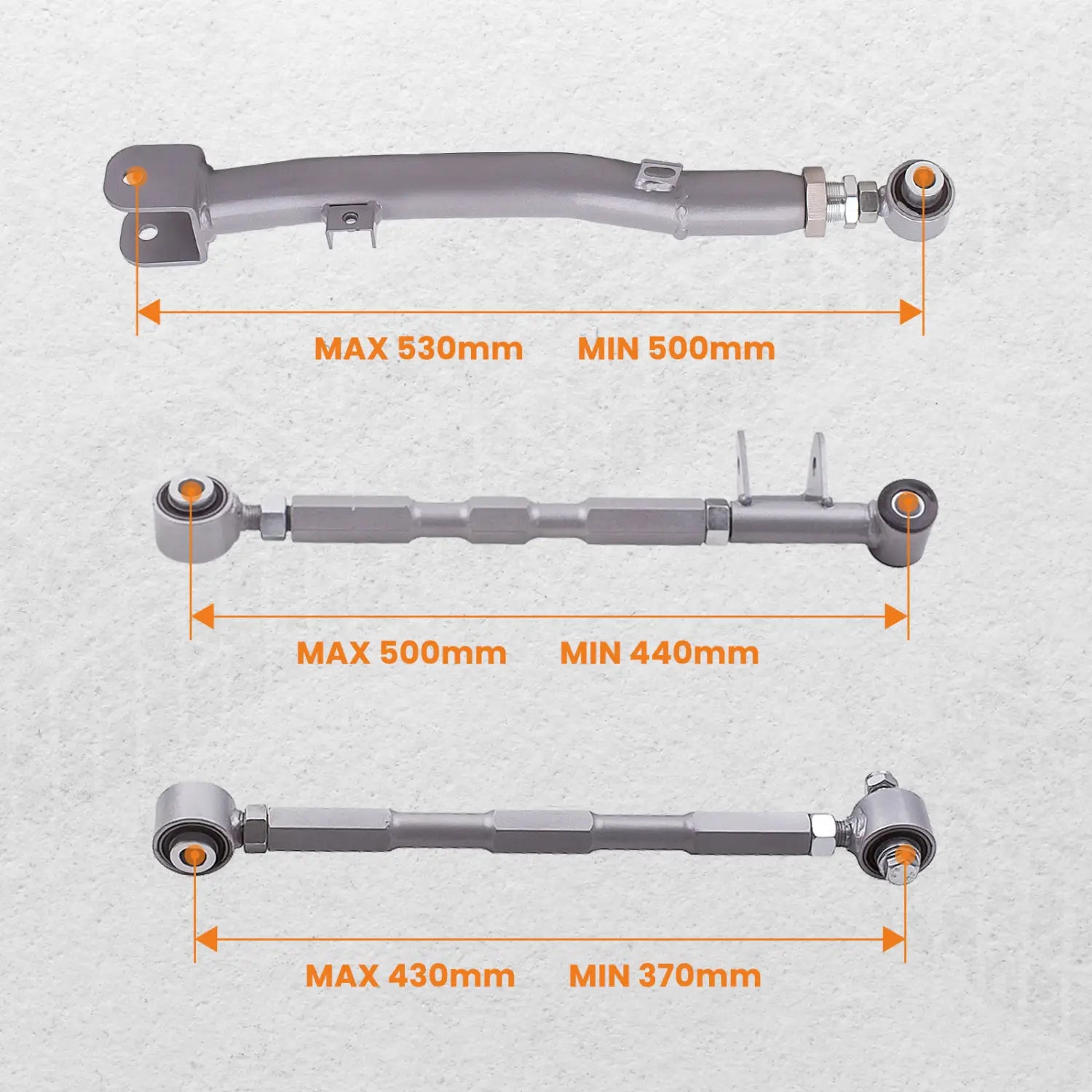 6-Piece Adjustable Lateral Traling Arm Link Kit for Subaru Impreza WRX Rear Suspension Adjustable for STi GDA 02-07
