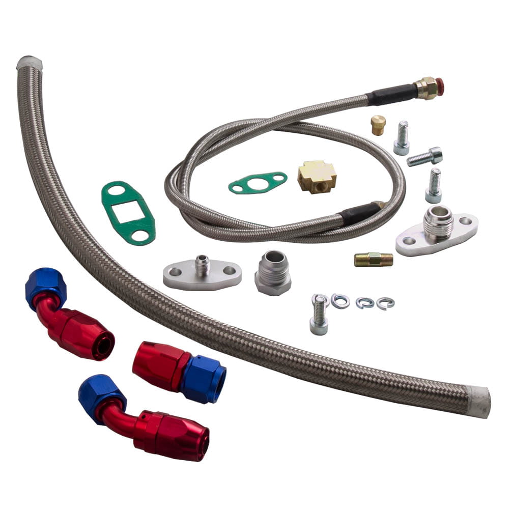 Uni. Turbo Oil Line Kits Feed Return Drain Line T3 T4 GT35 T70 T66 T25 NEW t04e