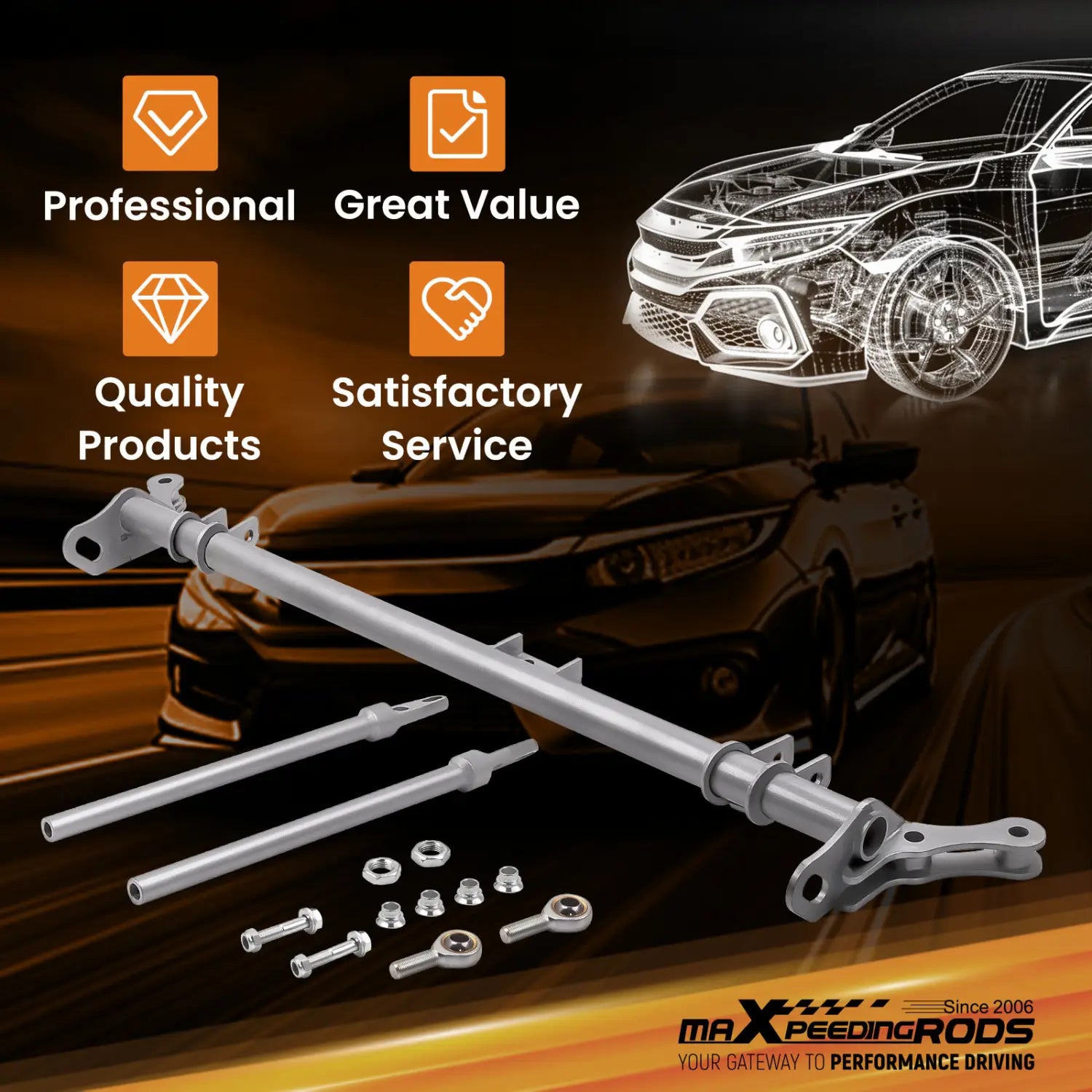 Steel Front Traction Control Tie Bar for Honda Civic CRX 88-91 Suspension Traction Control Tie Bar Kit