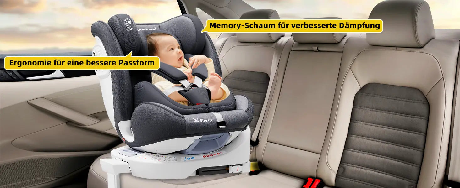 AP03 KL005 Child Seat Baby Car Seat 360° Rotatable ISOFIX ECE,40-150cm,Group 0 + 1/2/3 (9-36 kg/0-12 Years) 5-Point