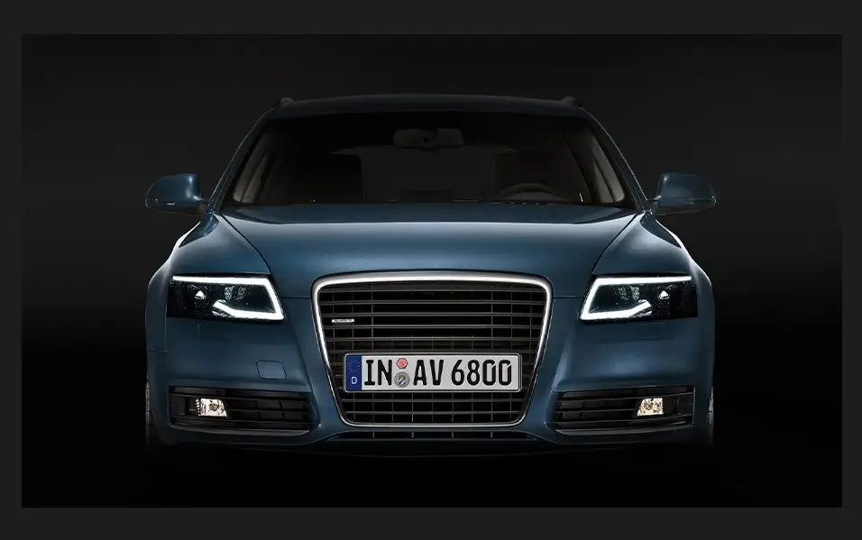 Reflektory lampy przednie do Audi A6 C6 LED z Dynamicznym Sygnałem Animacji DRL i Lampy Bi-Xenon (2005-2011)