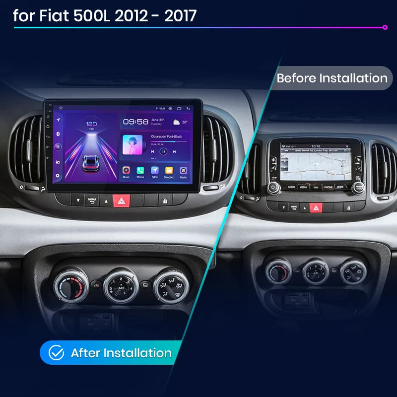 Radio voor Fiat 500L 2012 - 2017 – 4G, multimedia GPS met CarPlay 2-DIN AI Voice Android Auto