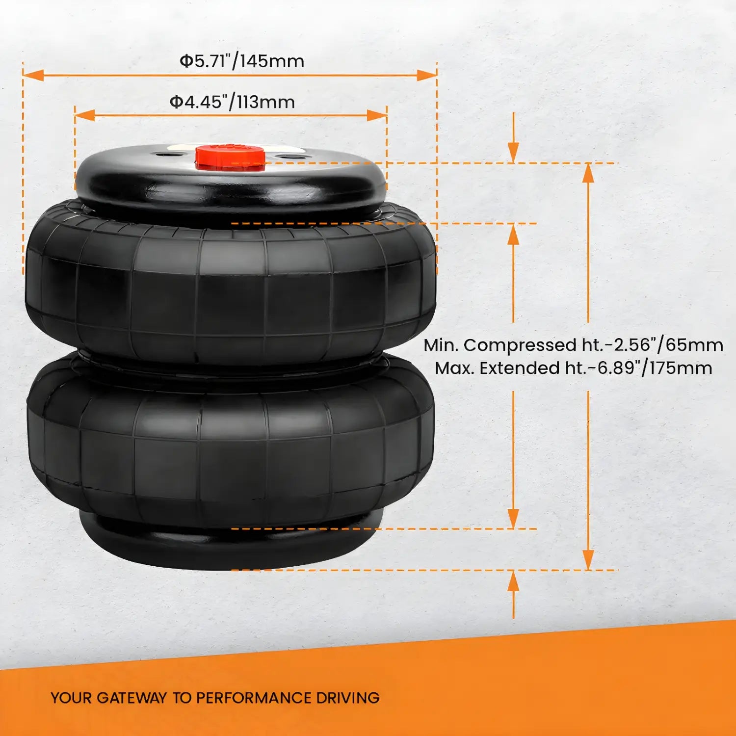Rear / front Air Ride Suspension Bags Pair Standard 2500lb 1/2’’npt Single