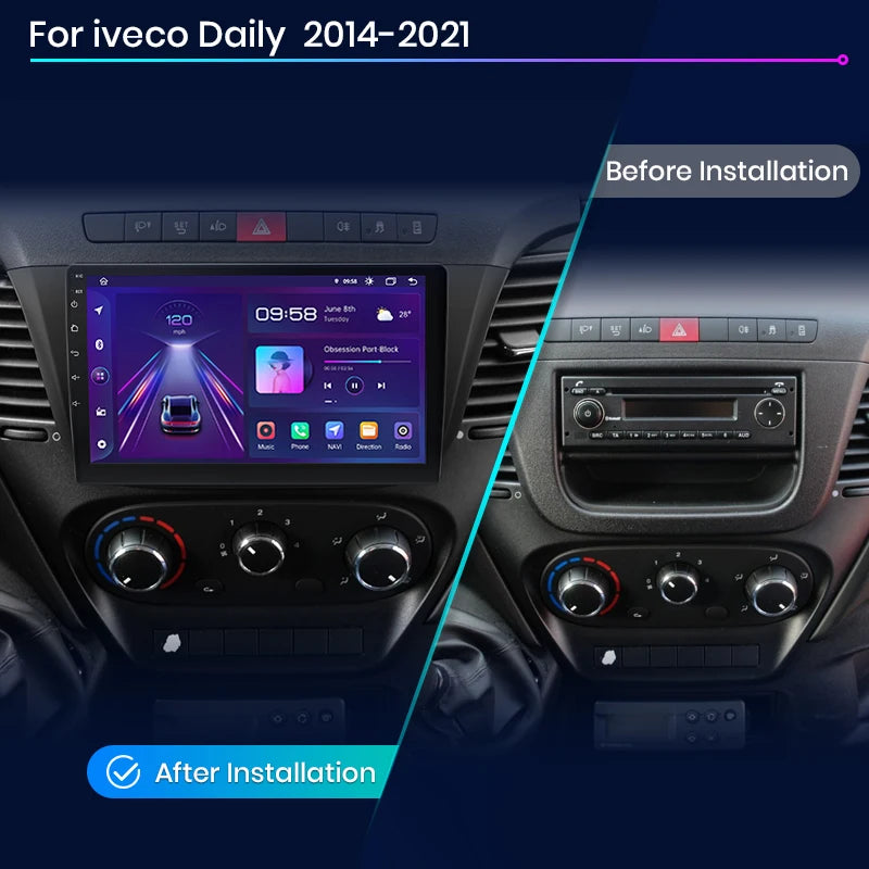 Radio voor Iveco Daily 2014 - 2021 – CarPlay, multimedia en GPS 2-DIN met AI Voice Android Auto