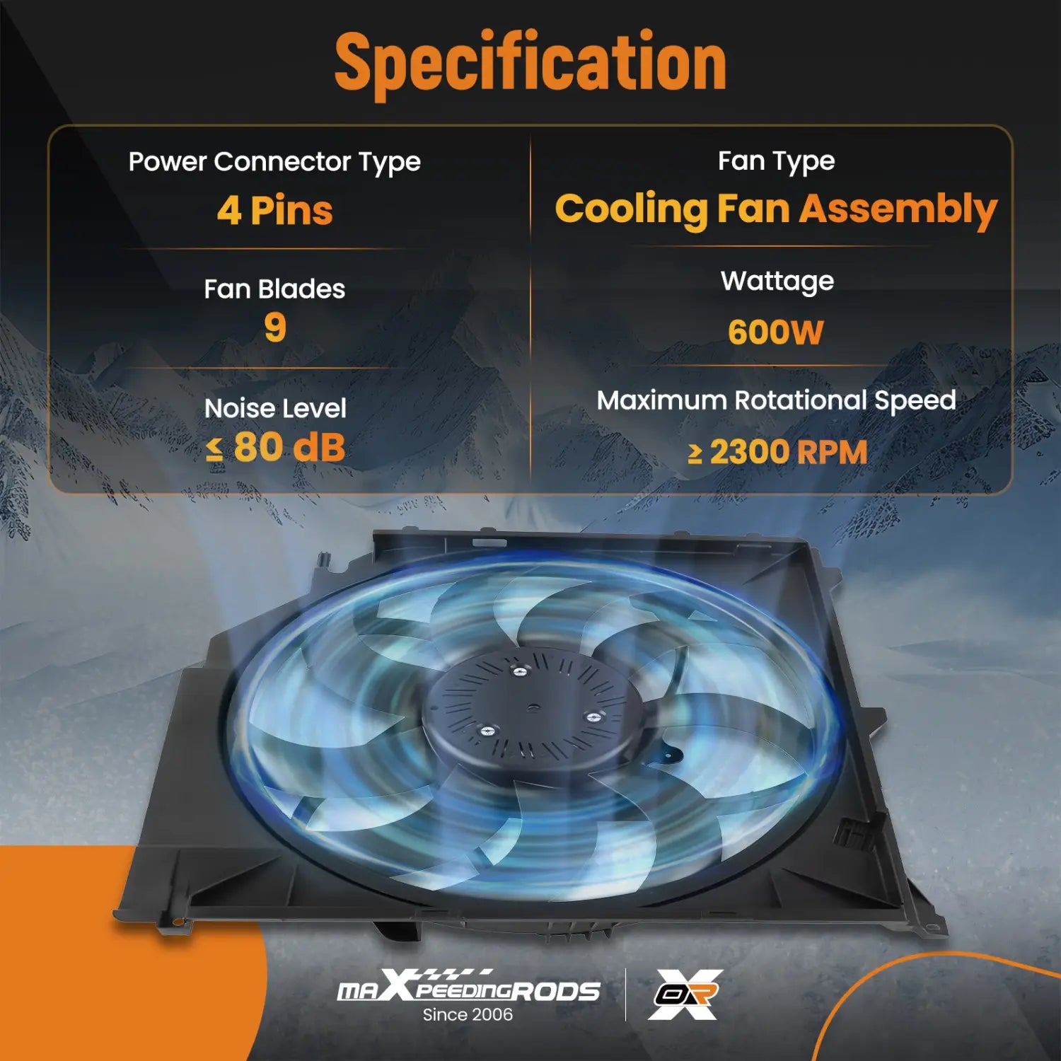 Radiator Cooling Fan Assembly for BMW X3 2.5i/3.0i/3.0si/xDrive30i 2004-2010