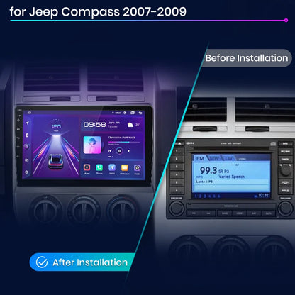 Radio voor Jeep Compass 2007 - 2009 Multimedia GPS AI Voice 4G met draadloze CarPlay en Android Auto