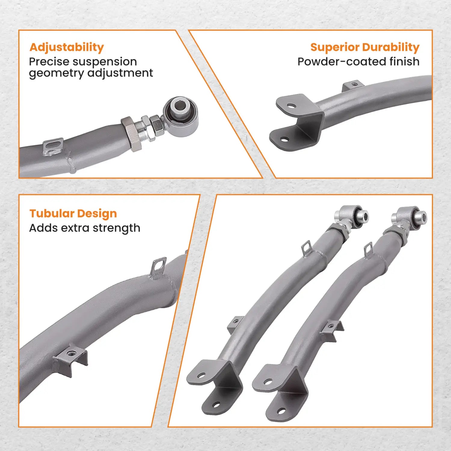6-Piece Adjustable Lateral Traling Arm Link Kit for Subaru Impreza WRX Rear Suspension Adjustable for STi GDA 02-07