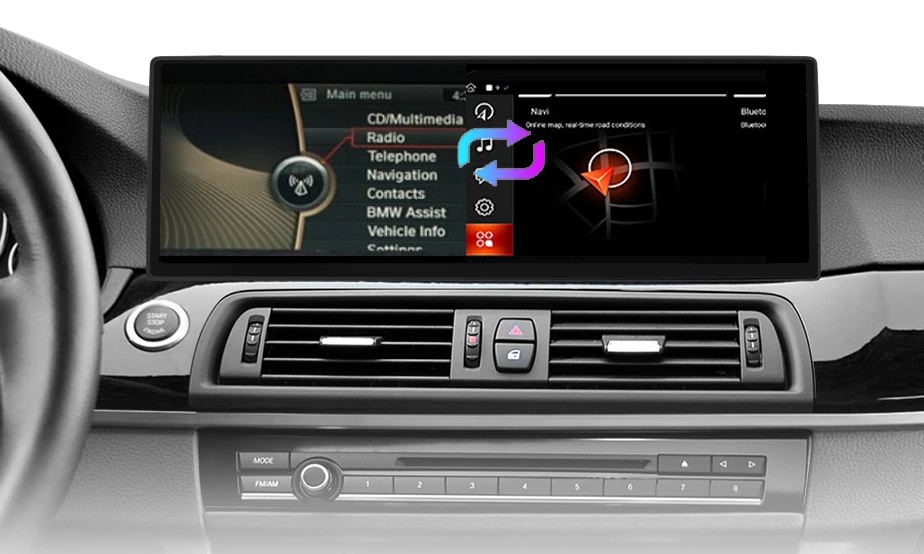 14,9palcová rádiová navigace pro BMW řady 5 F10/F11 od roku 2011 do roku 2016 CarPlay a Android Auto a GPS navigace