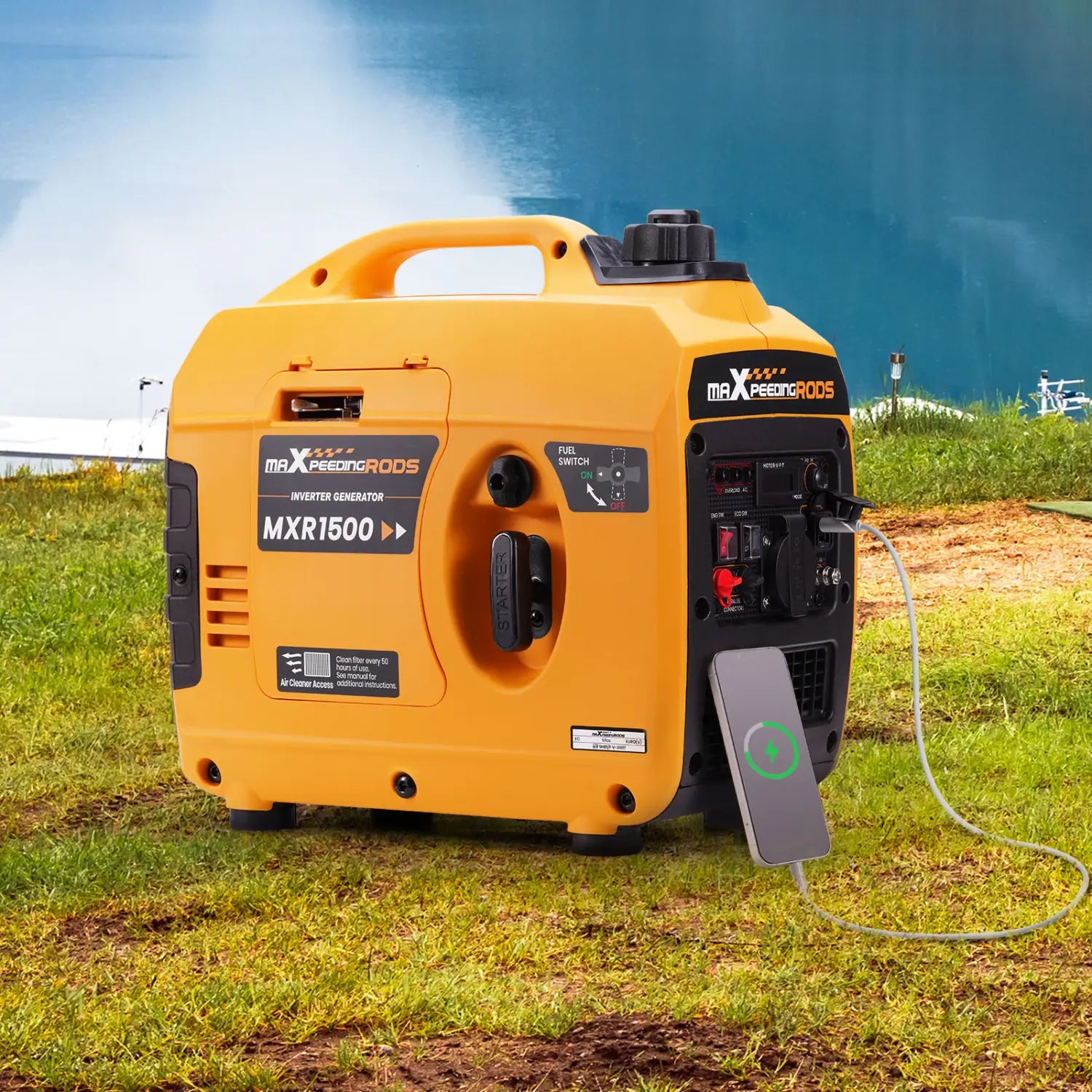 MAXPEEDINGRODS 1200W Inverter Generators Portable Gasoline Silent Generator Portable Power Generator for RV