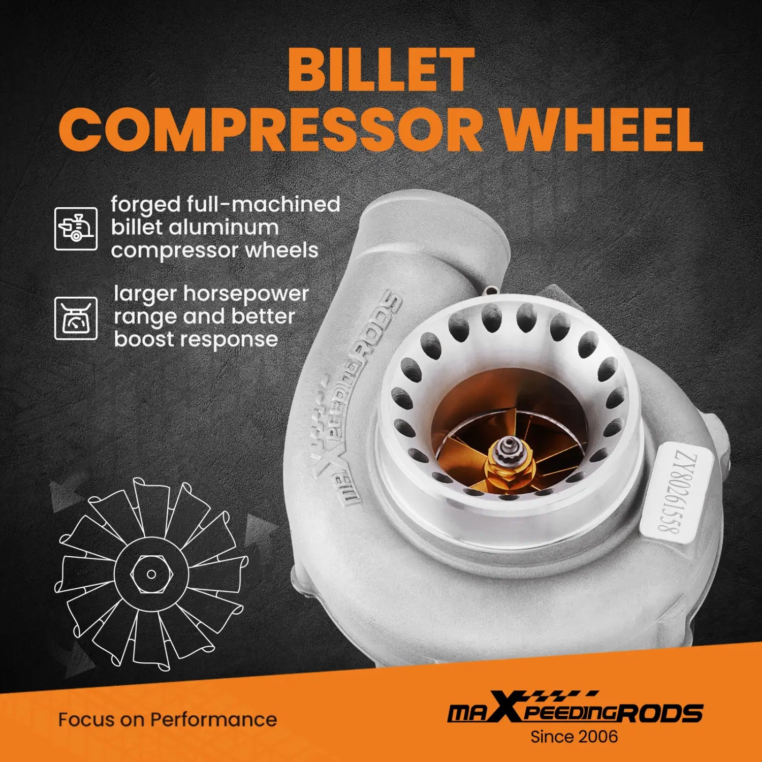 Billet GT35 GT3582 Turbo A/R.63 Com.70 T3 Wate Universal Turbocharger 4/6 Cyl