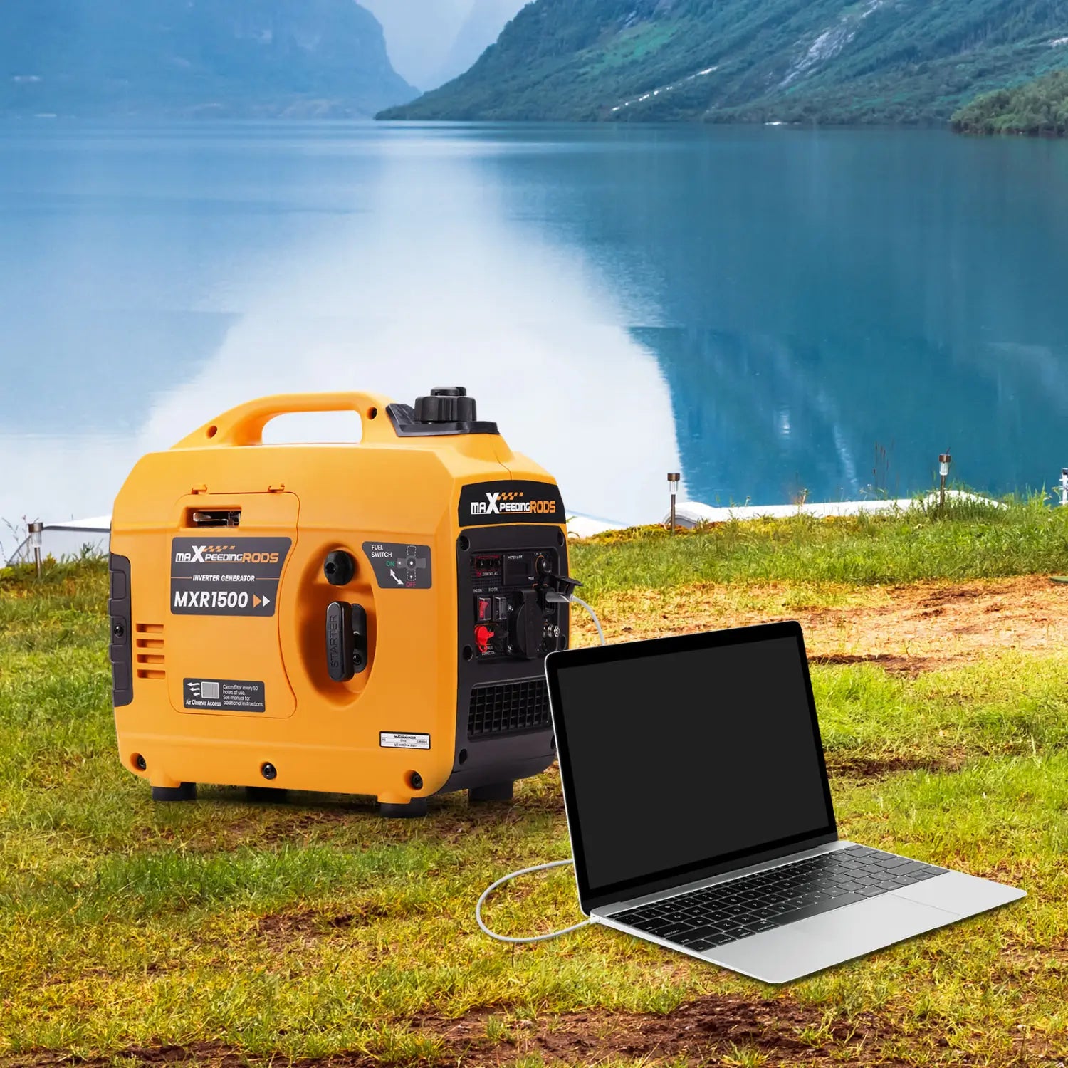 MAXPEEDINGRODS 1200W Inverter Generators Portable Gasoline Silent Generator Portable Power Generator for RV