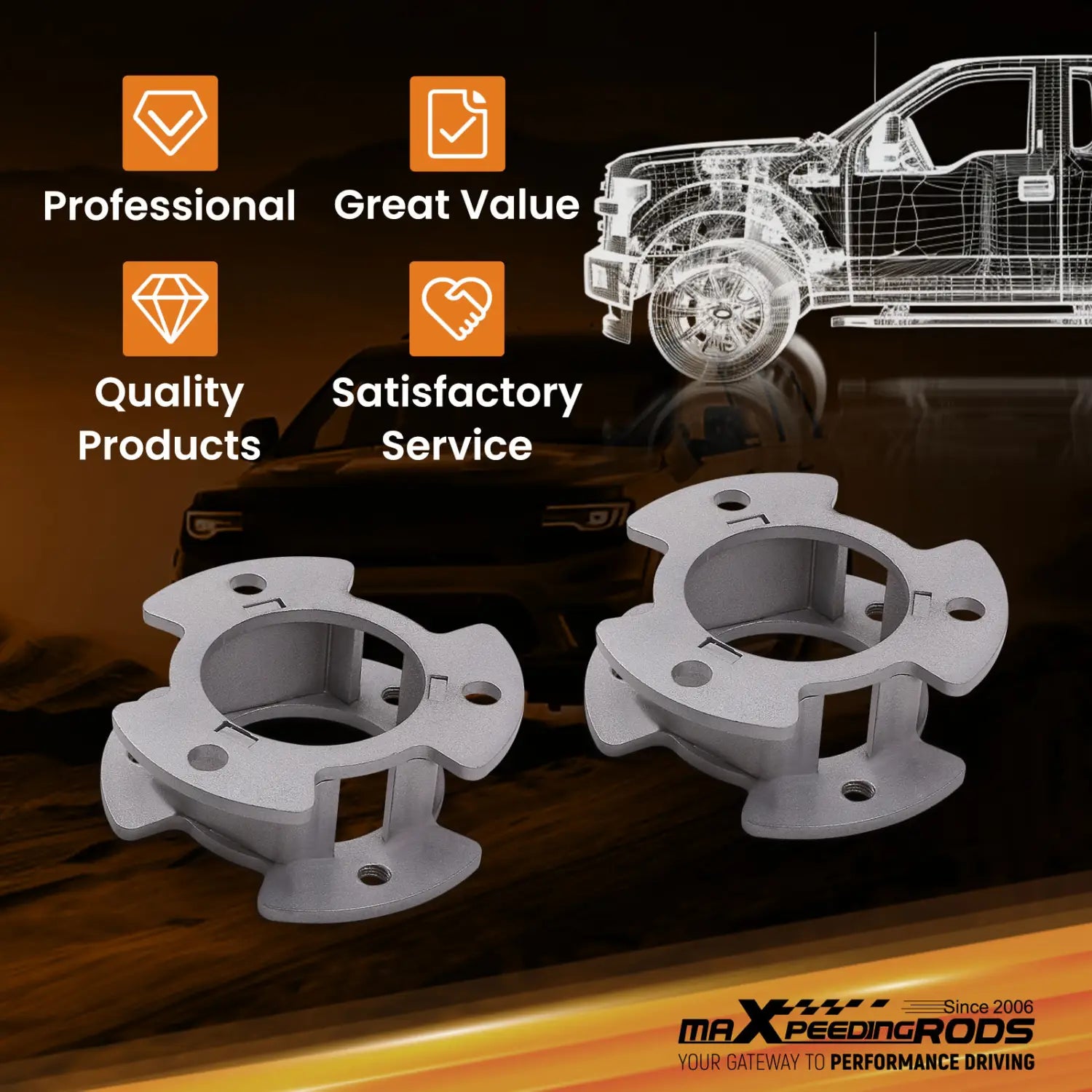 Front Level Lift Kit 2.5in Fit Ford Ranger 2019-2021 2WD 4WD Strut Spacers
