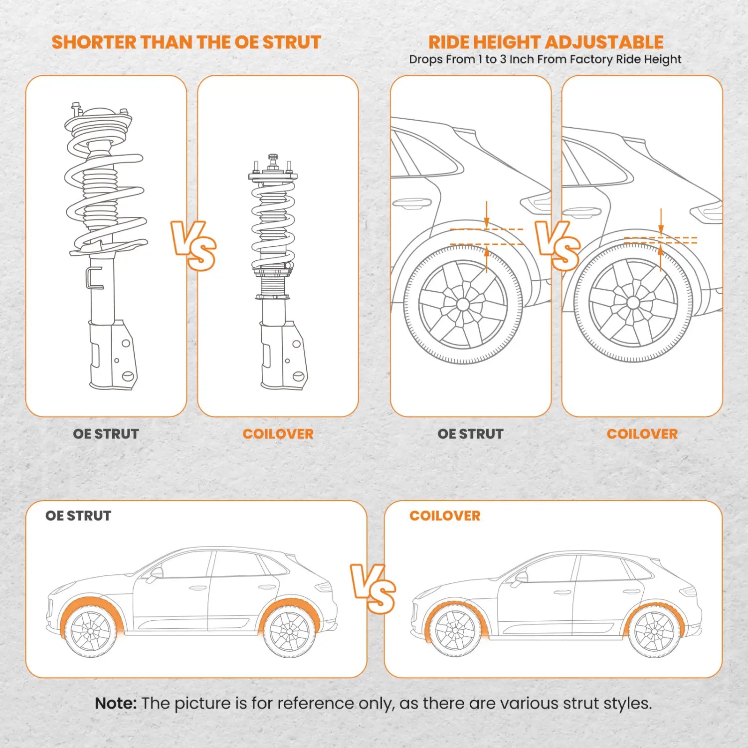 Height Adjustable Coilovers For For Toyota Corolla E90 E100 E110 1987-2002 Lowering Kit Adjustable Shock Absorber