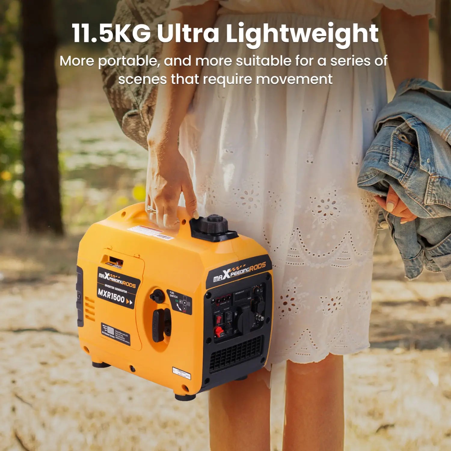 MAXPEEDINGRODS 1200W Inverter Generators Portable Gasoline Silent Generator Portable Power Generator for RV
