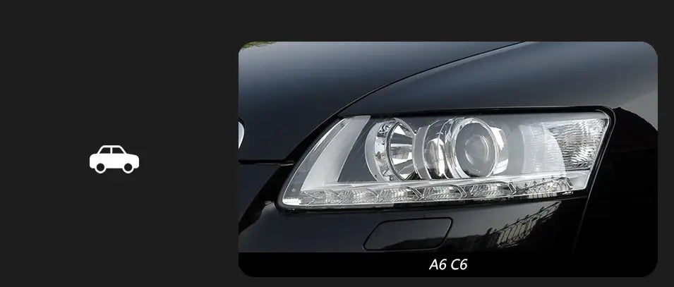 Reflektory lampy przednie do Audi A6 C6 LED z Dynamicznym Sygnałem Animacji DRL i Lampy Bi-Xenon (2005-2011)