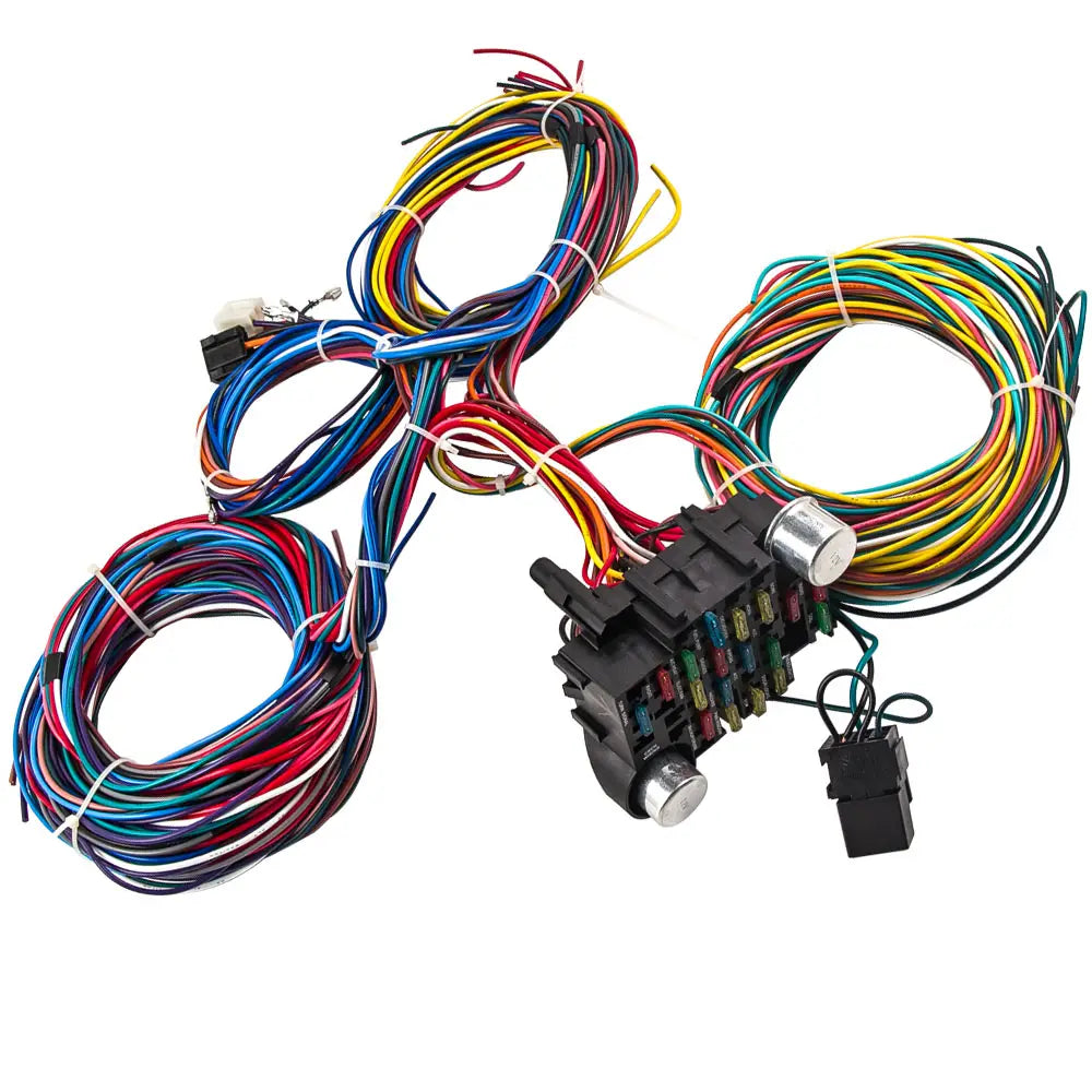 21 Circuits Wiring Harness &17 Fuses With Plug Connector Kit For GMC For Chevy Universal Headlights