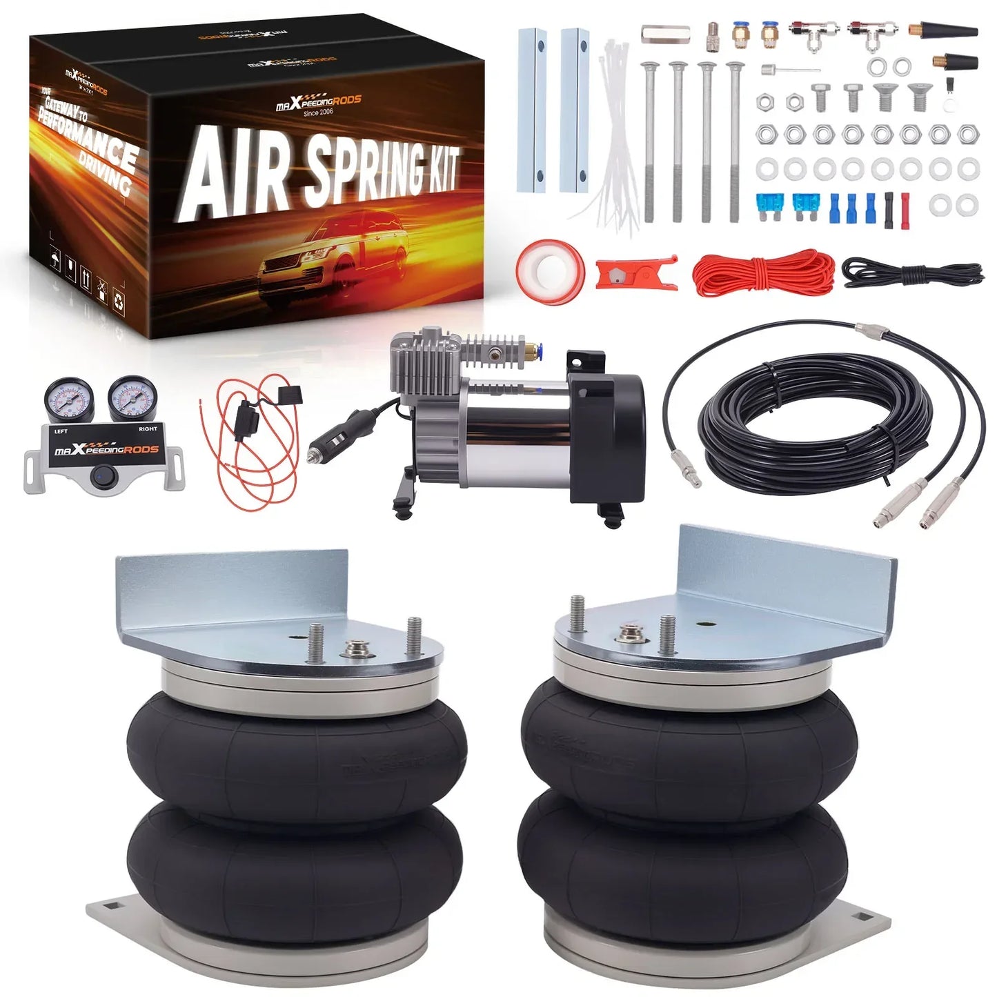 KIT de ressorts de suspension pneumatique + double manomètre pour Renault Master 2010-2024 4000kg