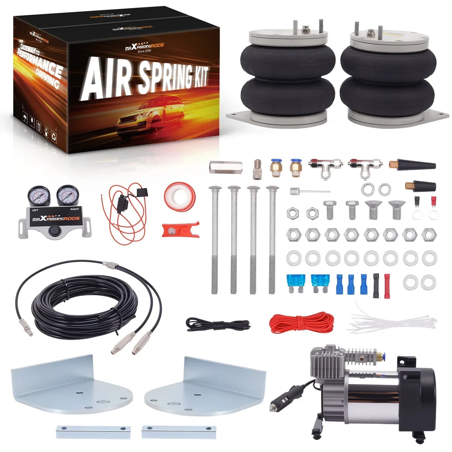 KIT de ressorts de suspension pneumatique + double manomètre pour Renault Master 2010-2024 4000kg