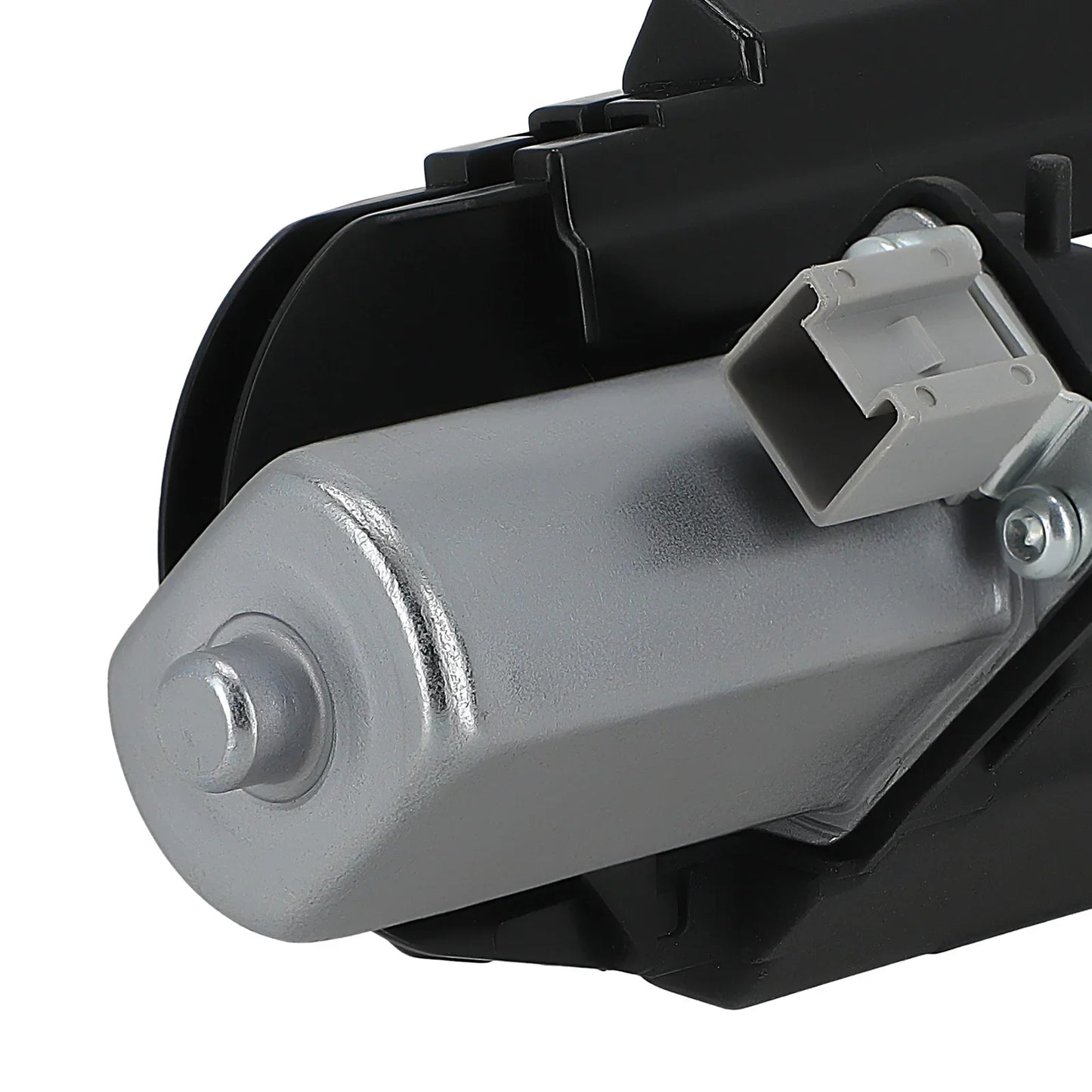 Srebrny silnik elektryczny do zamka pokrywy bagażnika seat alhambra i touareg 7p0827505j z czarną obudową i szarym konektorem