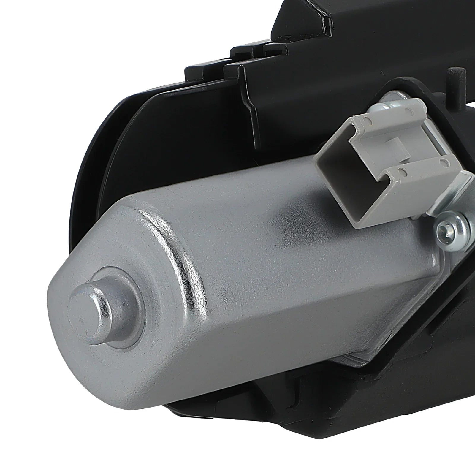 Srebrny silnik elektryczny do zamka pokrywy bagażnika seat alhambra i touareg 7p0827505j z czarną obudową i szarym konektorem