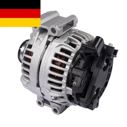 Alternator 150a 14v do bmw e90 e91 e92 srebrno czarny z żeberkowaną aluminiową obudową i miedzianymi uzwojeniami