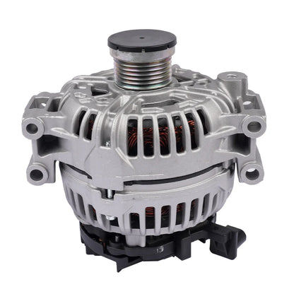 Alternator 150a 14v w kolorze srebrnym z czarną górną pokrywą i plastikowym mocowaniem do bmw e90 e91 e92