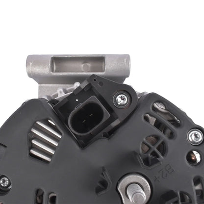 Czarny plastikowo-metalowy alternator z srebrnym wspornikiem montażowym kołem rozłączającym ccw do volvo s60
