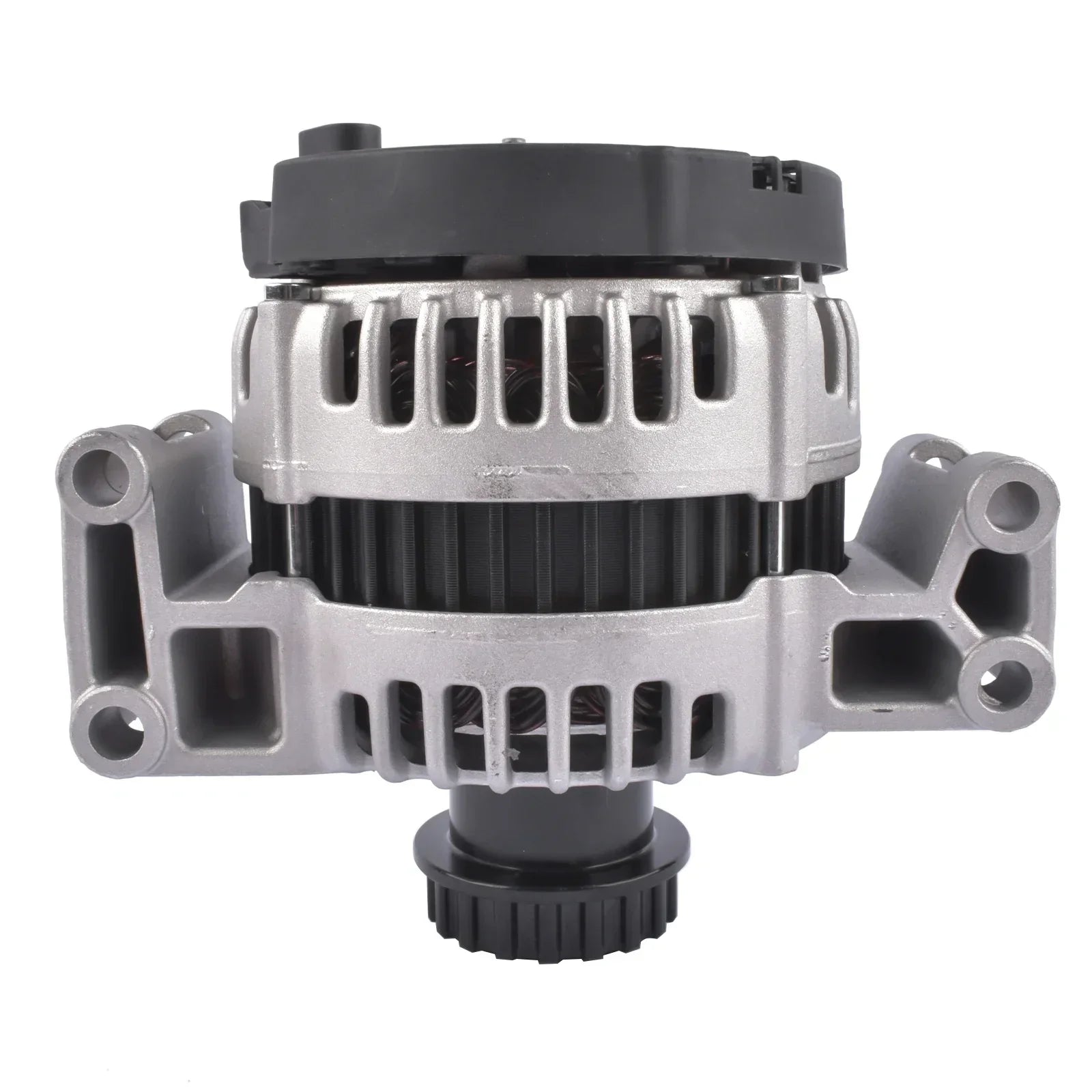 Alternator ap03 z kołem rozłączającym do volvo s60 w kolorze srebrno-czarnym z obudową aluminiową i obrotem ccw