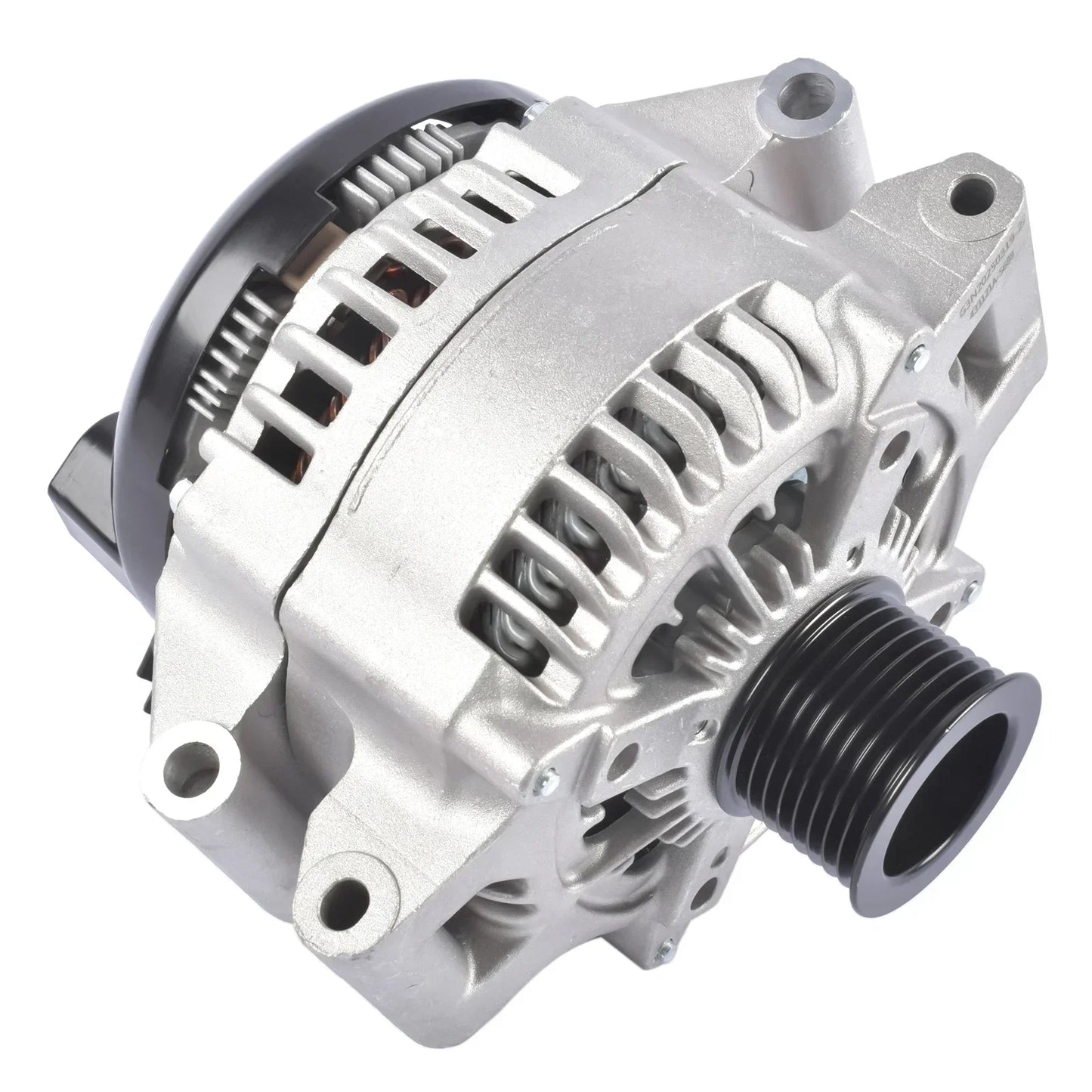 Srebrny aluminiowy alternator ap03 z czarnymi gumowymi i plastikowymi elementami do bmw 435i gran coupe