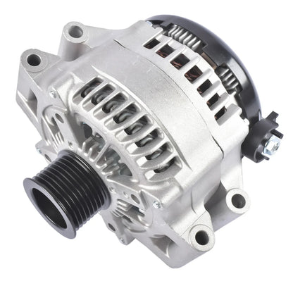 Nowy srebrny alternator z aluminium z czarnymi gumowymi i plastikowymi elementami do bmw 435i gran coupe