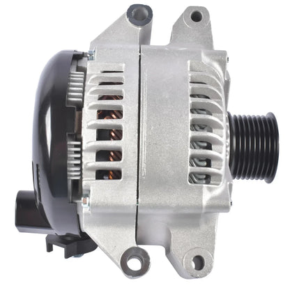 Nowy srebrny alternator z aluminium do bmw 435i gran coupe i bmw 535i z czarną obudową i gwintowanym wałkiem wyjściowym