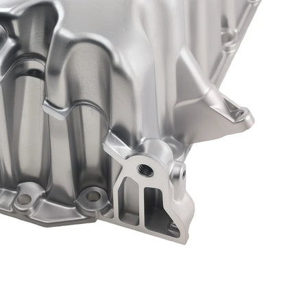 Aluminiowa miska olejowa 03p103602a polo 6r1 1 2 2009-2014 srebrna z frezowanymi powierzchniami i mocowaniami