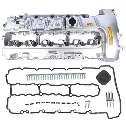 Aluminiowa pokrywa zaworu silnika turbo dla bmw n54 3.0l 335i 740i x6 z4 z srebrnym aluminium i czarnymi uszczelkami gumowymi