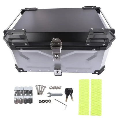 65L Aluminiowa Wodoszczelna Skrzynka Motocyklowa z Zamek Bezpieczeństwa Srebrna