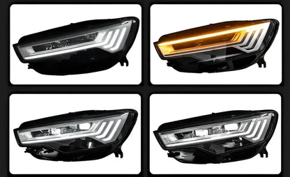 Reflektory Lampy Samochodowe do Audi A6 C7: Przednie 2012-2015 z Oświetleniem LED DRL, Dynamicznym Sygnałem, Regulacją Świateł Miejskich i Drogowych - Multigenus